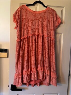 Anthropologie Coral Ruffled Casual Dress